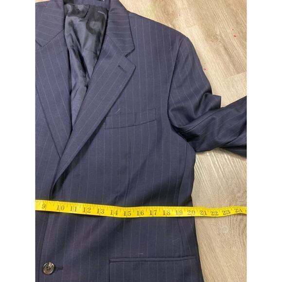 Lauren Ralph Lauren Women's Navy Blue Pinstripe Blazer Jacket Size 42R - Picture 3 of 16